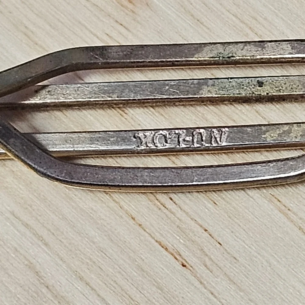 Vintage RHJ Monogram Tie Clip Chain Silver Tone Men Accessory
